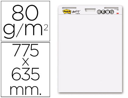 Bloc congreso Post-it 77,5x63,5cm. 30 hojas 80g/m²  liso